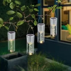 Meilleure affaire ? Luminaires Suspendus Solaires Lot De 4 Luminaires Solaires Blanc Chaud Décoration De Jardin LED Esotec 102117 ?