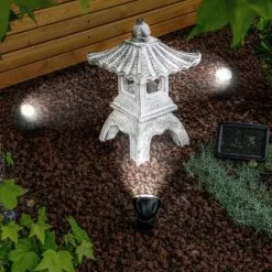 Sortie ? Pagode Solaire Avec Spot LED 6500K éclairage De Jardin Déco Asie Esotec 102552 ⌛